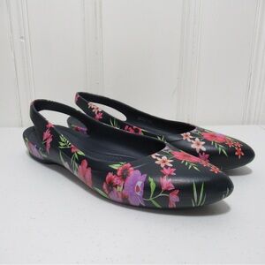 CROCS Blue Floral Slingback Pointed Toe Ballet Flats Size 11